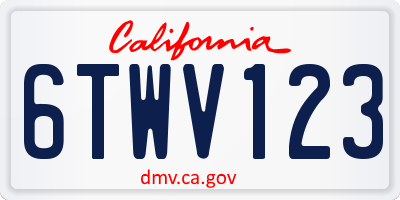 CA license plate 6TWV123