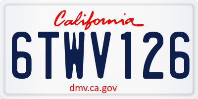 CA license plate 6TWV126