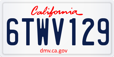 CA license plate 6TWV129