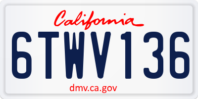 CA license plate 6TWV136