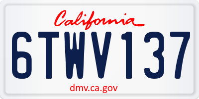 CA license plate 6TWV137