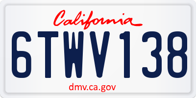 CA license plate 6TWV138