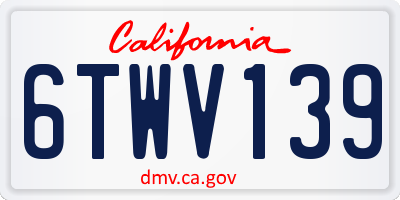 CA license plate 6TWV139