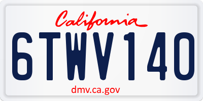 CA license plate 6TWV140