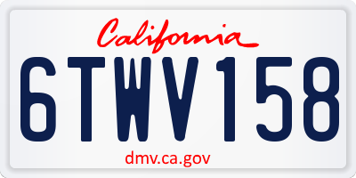 CA license plate 6TWV158