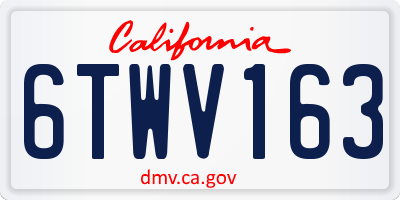 CA license plate 6TWV163