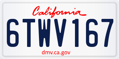 CA license plate 6TWV167