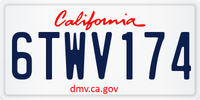 CA license plate 6TWV174