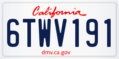 CA license plate 6TWV191