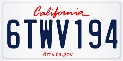 CA license plate 6TWV194