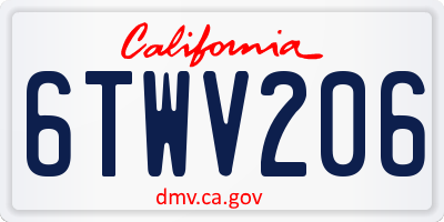CA license plate 6TWV206