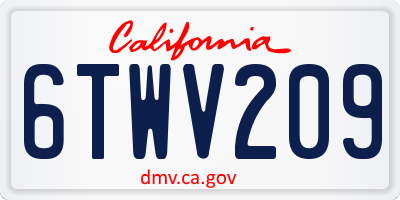 CA license plate 6TWV209