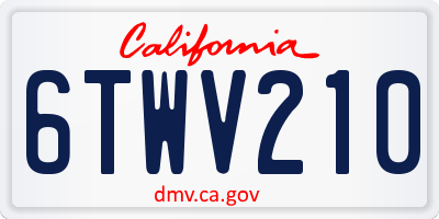 CA license plate 6TWV210
