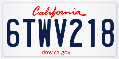 CA license plate 6TWV218