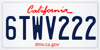 CA license plate 6TWV222