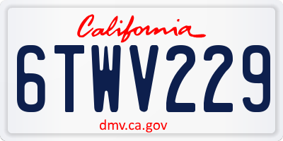 CA license plate 6TWV229