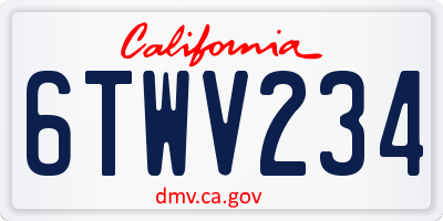 CA license plate 6TWV234
