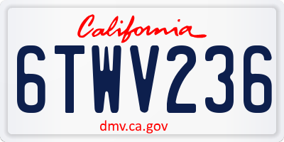 CA license plate 6TWV236