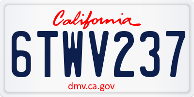 CA license plate 6TWV237