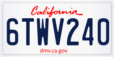 CA license plate 6TWV240