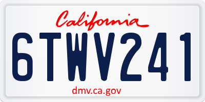 CA license plate 6TWV241
