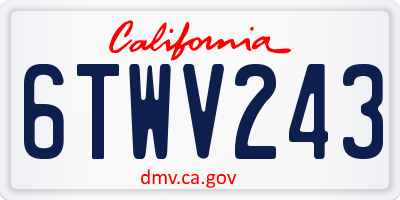 CA license plate 6TWV243