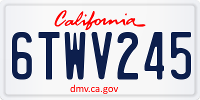 CA license plate 6TWV245