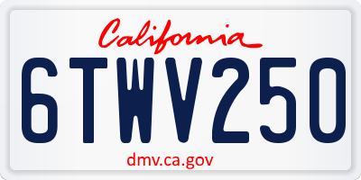 CA license plate 6TWV250