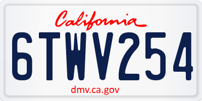 CA license plate 6TWV254