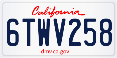 CA license plate 6TWV258