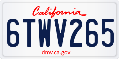 CA license plate 6TWV265