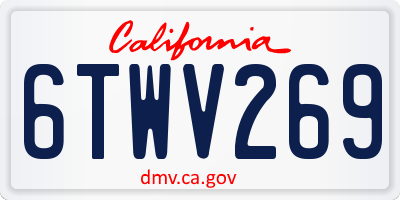 CA license plate 6TWV269