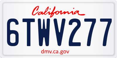 CA license plate 6TWV277