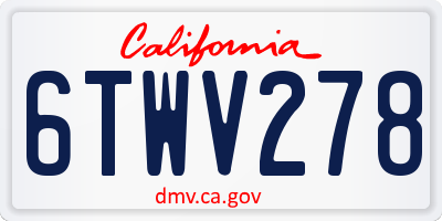 CA license plate 6TWV278