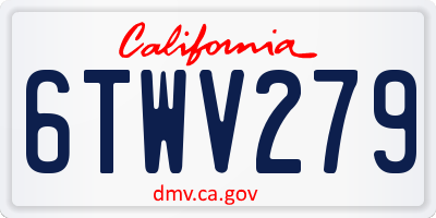 CA license plate 6TWV279