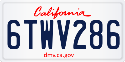 CA license plate 6TWV286