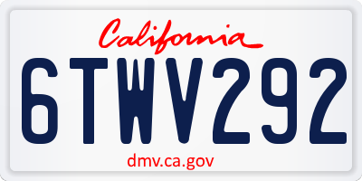 CA license plate 6TWV292