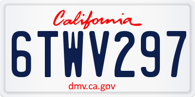 CA license plate 6TWV297
