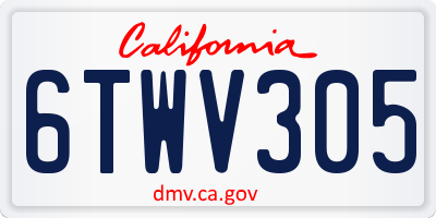 CA license plate 6TWV305