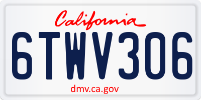 CA license plate 6TWV306