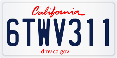 CA license plate 6TWV311
