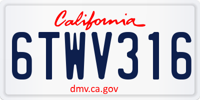 CA license plate 6TWV316