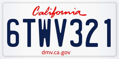 CA license plate 6TWV321