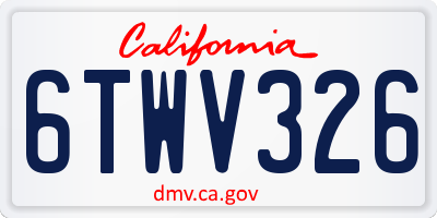 CA license plate 6TWV326