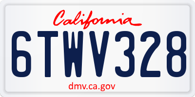 CA license plate 6TWV328