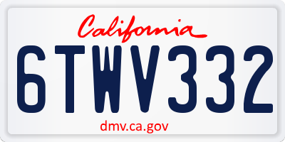 CA license plate 6TWV332