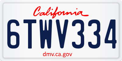 CA license plate 6TWV334
