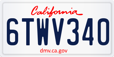 CA license plate 6TWV340