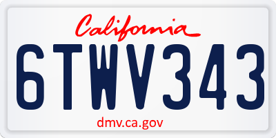CA license plate 6TWV343