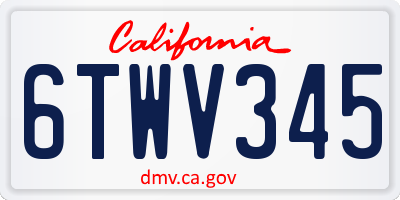 CA license plate 6TWV345